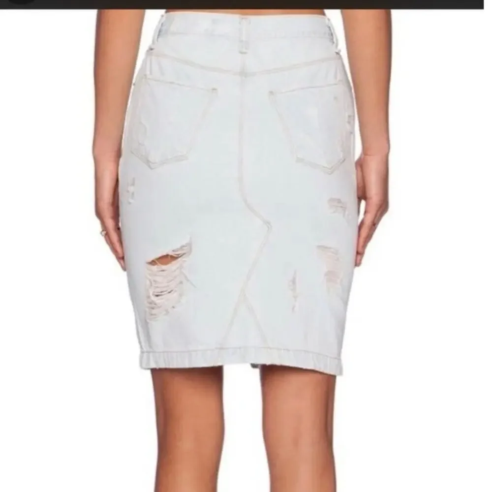 Rag & Bone Shred Denim Mini Skirt Shredded Norte Light Wash Distressed High Rise